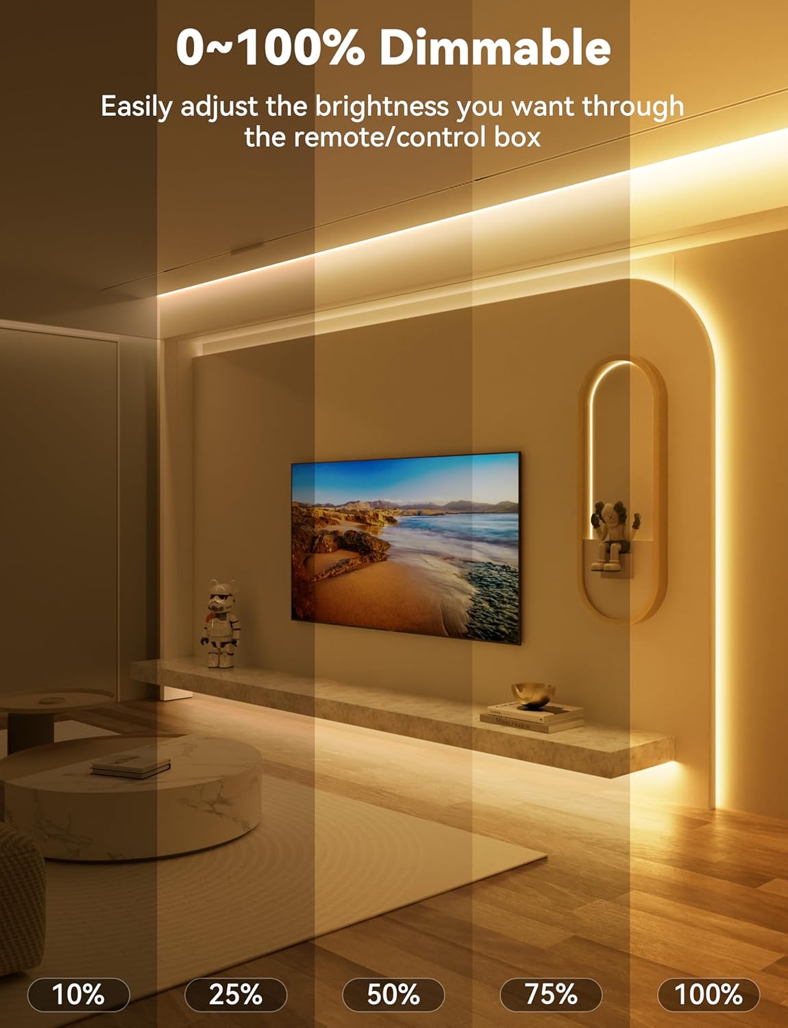 PAUTIX COB LED Strip Light,LED Lights 16.4ft,UL Listed Warm White 2700K Dotless Strip Lights,CRI93+ Super Bright Dimmable 24V Flexible Tape Light with RF Remote,for Cabinets,Kitchen Office Lighting