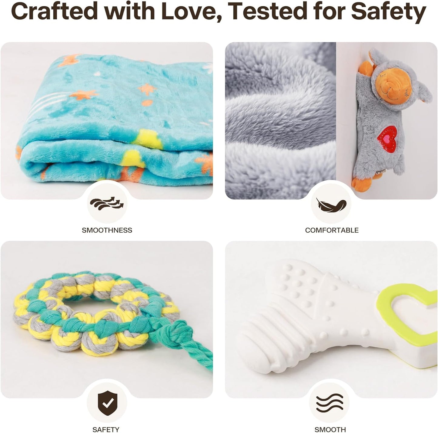 Puppy Essentials Starter Kit - New Born Dog Toys Gifts Heartbeat Puppy for Dogs, Teething Toys, Heat Packs & Cozy Blanket for Crate Training & Anxiety Relief