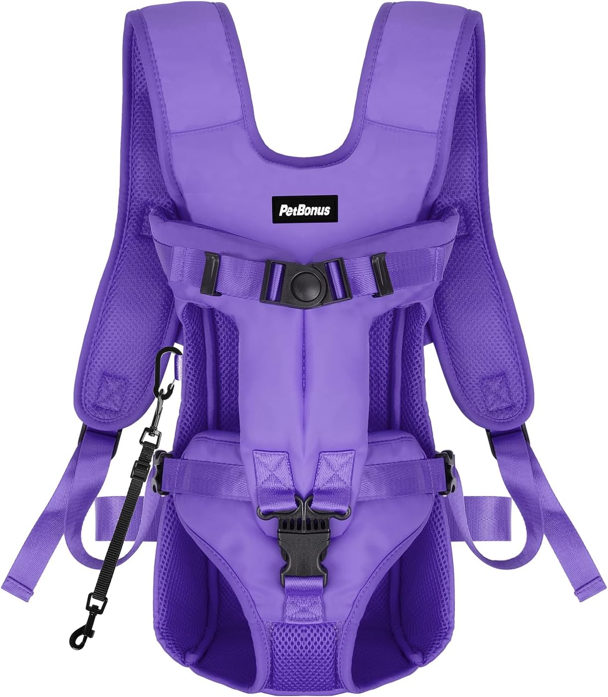 PetBonus Pet Front Dog Carrier Backpacks, Adjustable Pet Backpack, Legs Out Easy-fit Puppy Chest Carrier for Medium Small Dogs, Hands Free for Hiking, Cycling (Purple, S)