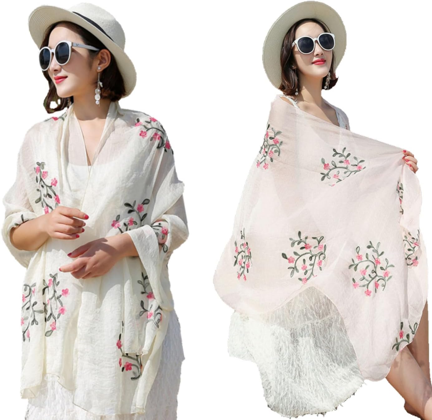 Tapp Collections Embroidery Chiffon Lightweight Fashion Summer Fall Scarf Wrap Shawl for Women