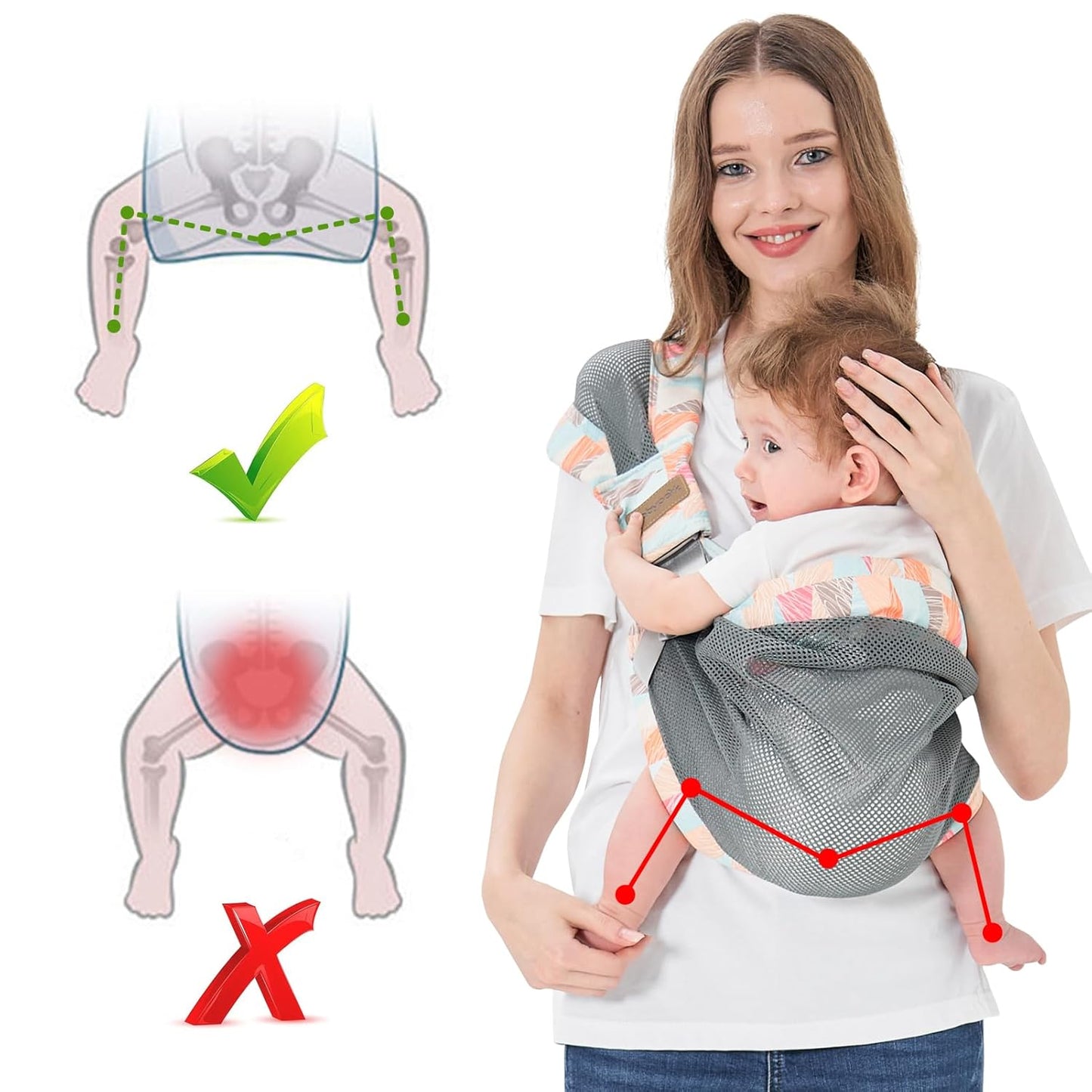 IULONEE Baby Wraps Carrier Baby Carrier Newborn to Toddler Lightweight Infant Wrap Sling Baby Holder Adjustable Toddler Carrier Holder Ergonomic Baby Sling for Newborn Up to 6-36 Months (Colorful)