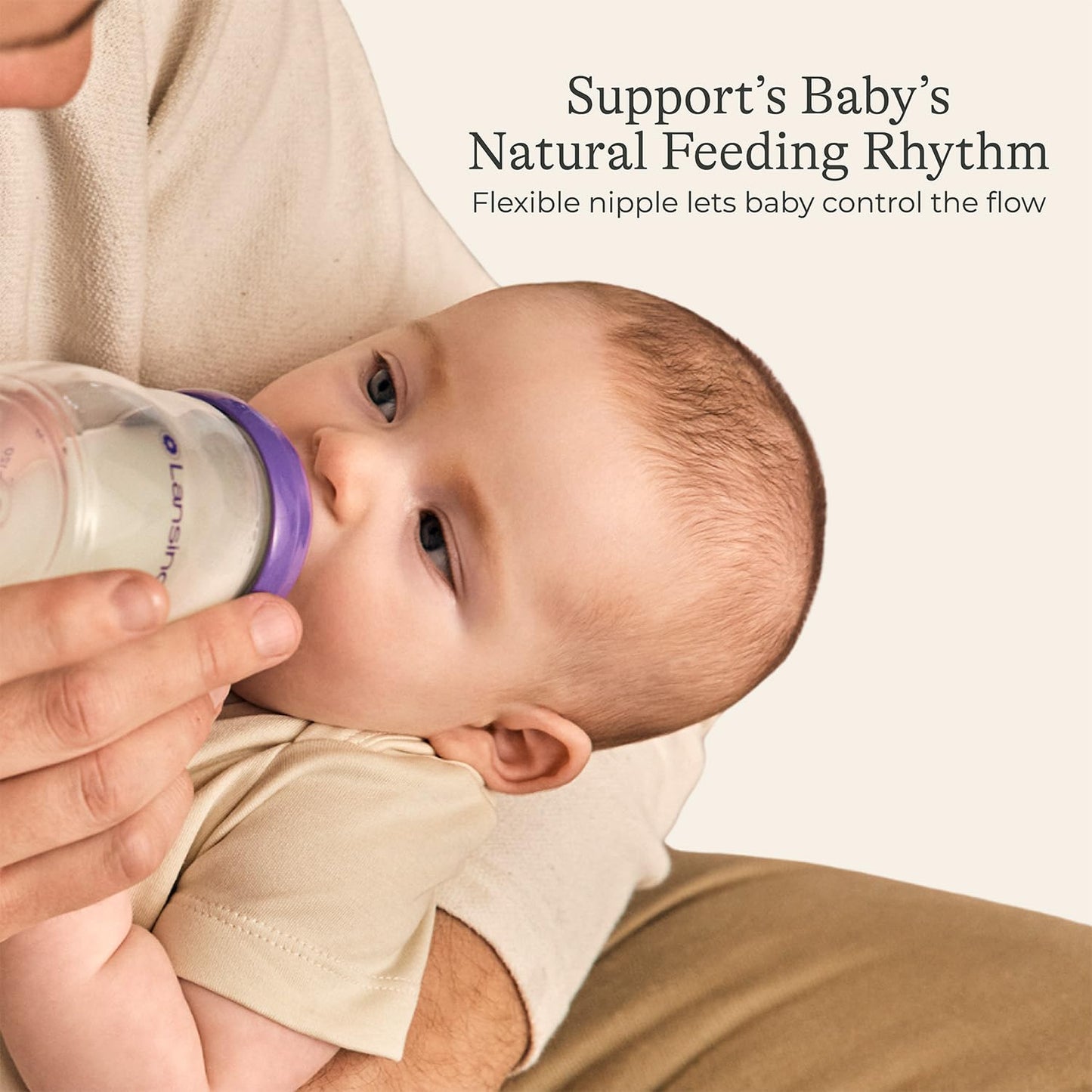 Lansinoh Anti-Colic Baby Bottles, BPA-Free Plastic, 5 Ounces, 3 Count, Slow Flow Nipples (Size S), Breastfeeding Bottle with NaturalWave Design
