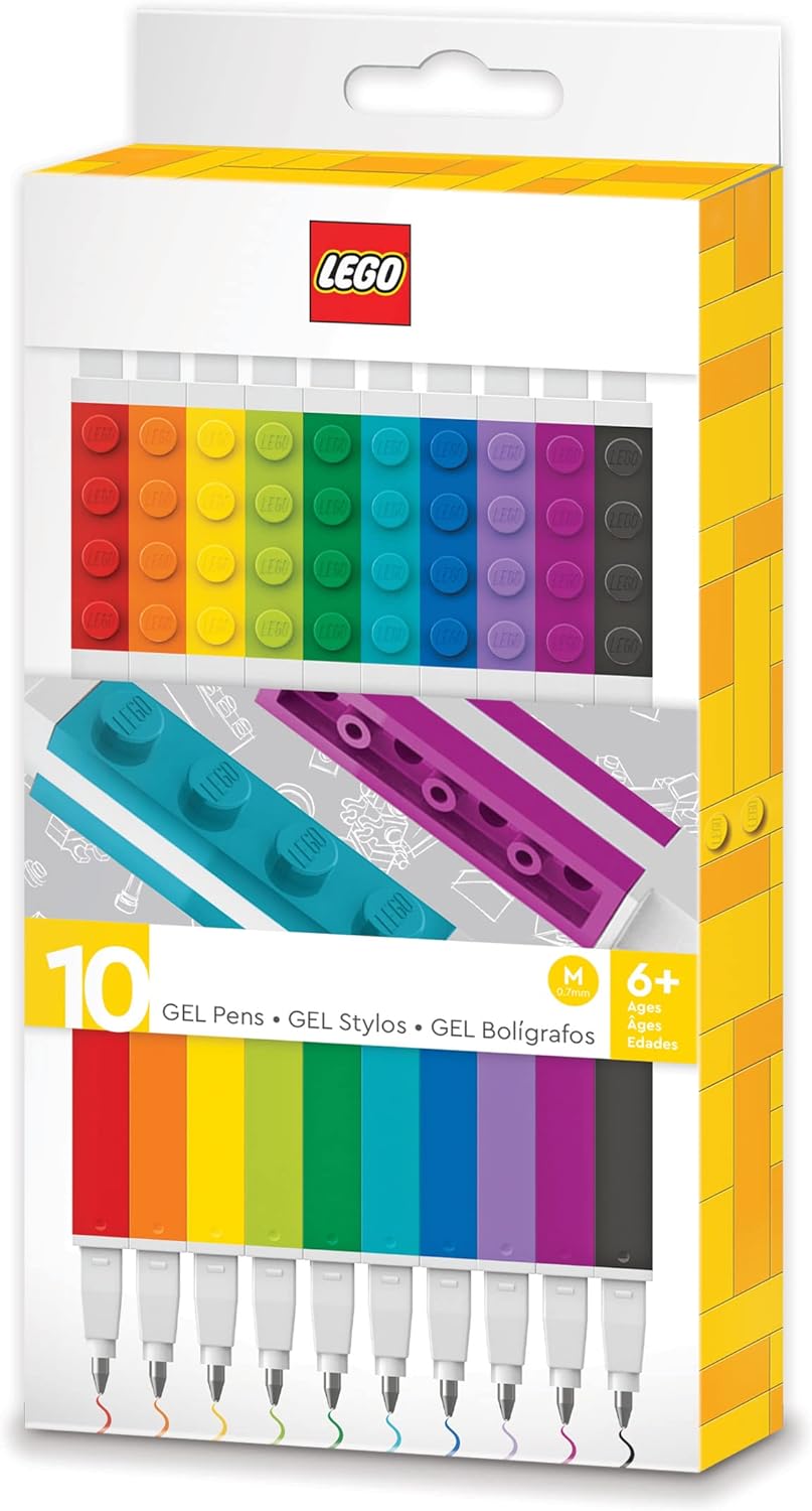 IQ LEGO Stationery 10 Pack Gel Pens (53100), Ages 6+, includes 10 gel pens