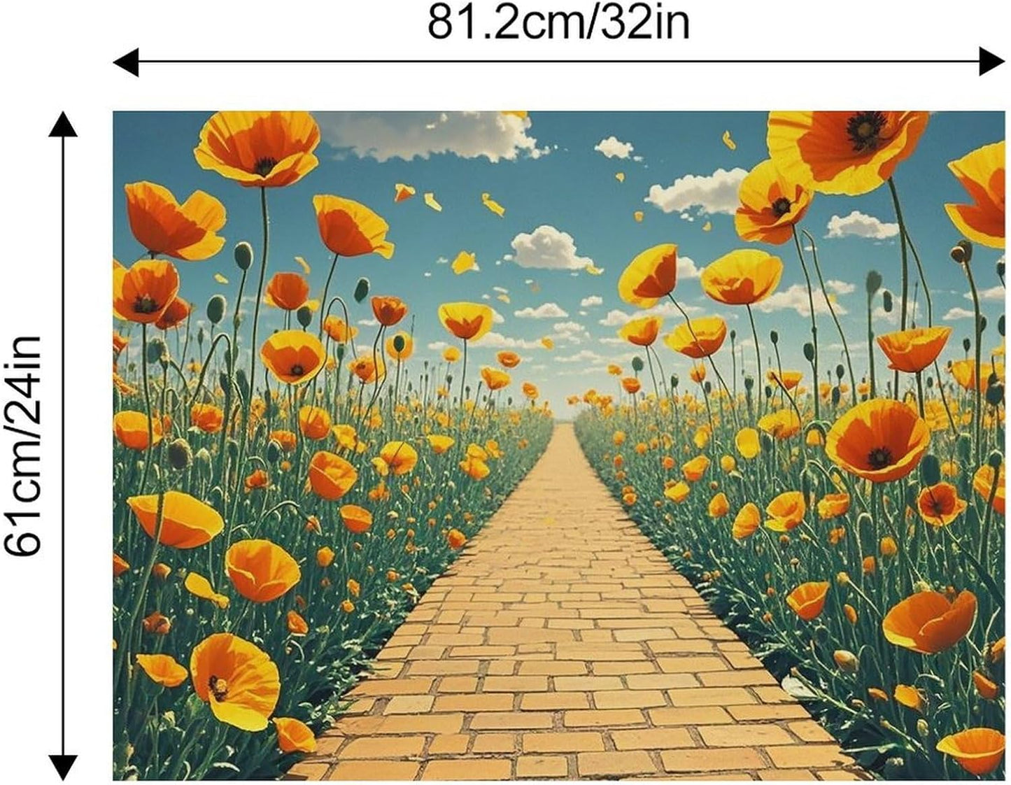 Dog Food Mat Pet Leather Tablecloth Poppies Field Yellow Brick Road Pet Feeding Mat Anti-Slip Dog Bowl Mats Absorbent Pet Placemats for Dogs Protect Floor Dogs Pad for Food and Water