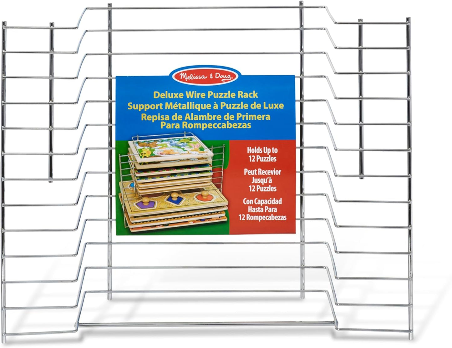 Melissa & Doug Deluxe Metal Wire Puzzle Storage Rack for 12 Small and Large Puzzles