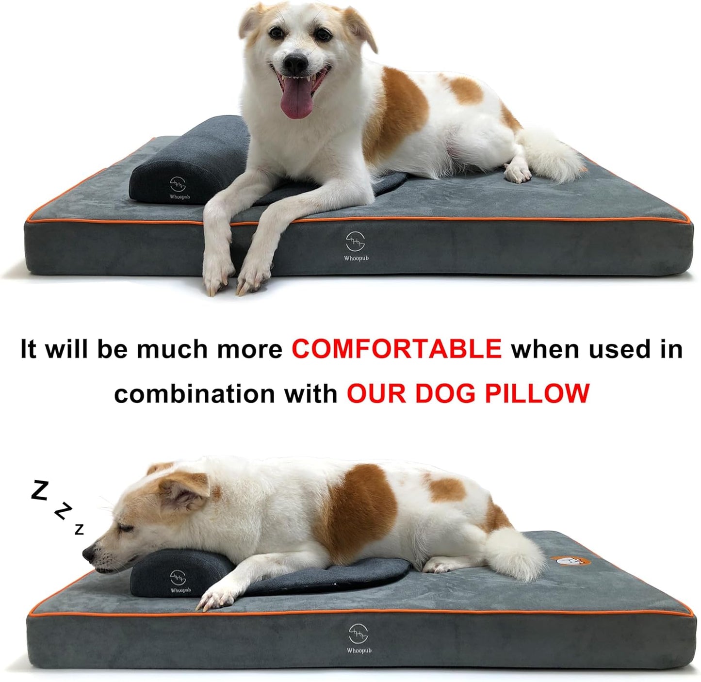 Hard-Wearing Orthopedic Dog Bed for Crate, 23x16 Inch, Made of Memory and HR Foam, Two-Sided Use, Providing Soft and Relatively Hard Support, with an Extra Inner Waterproof Protector (Gray)