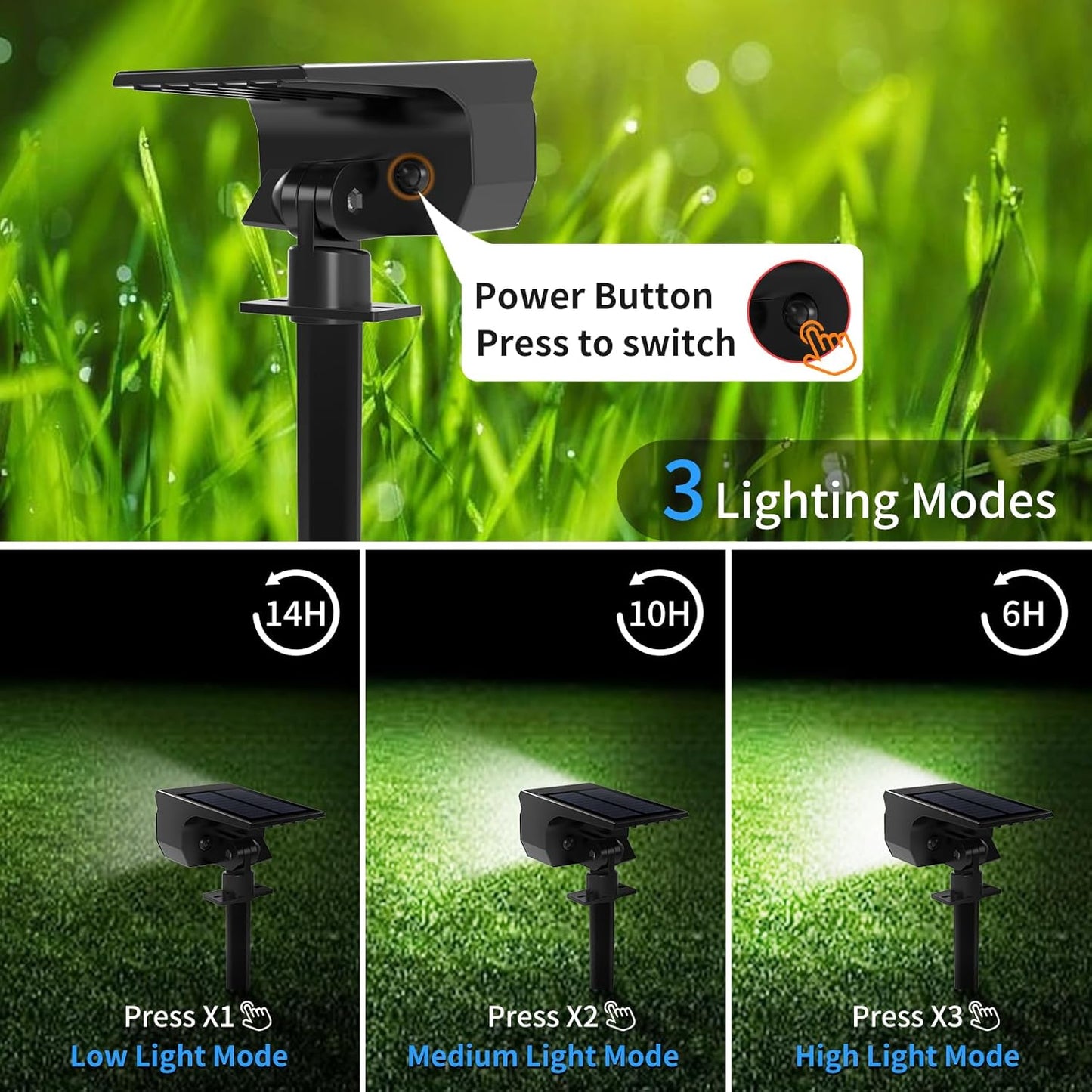 Solar Spot Lights Outdoor 10 Pack, [46 LED/3 Modes] Solar Landscape Spotlights Waterproof, 2-in-1 Auto On/Off Solar Powered Lights for Outside Yard Garden Wall Pathway(Cool White)