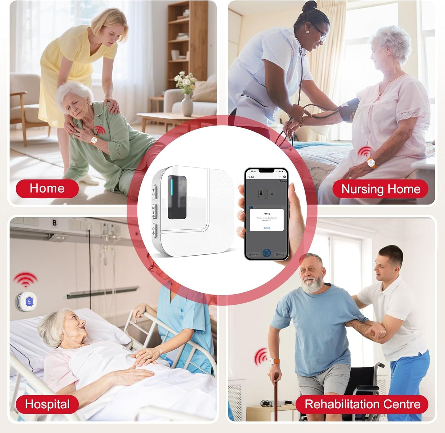 CallToU Wi-Fi Wireless Caregiver Pager Call Button for Elderly at Home , APP Emergency Alert for Seniors, Patients, and The Disabled