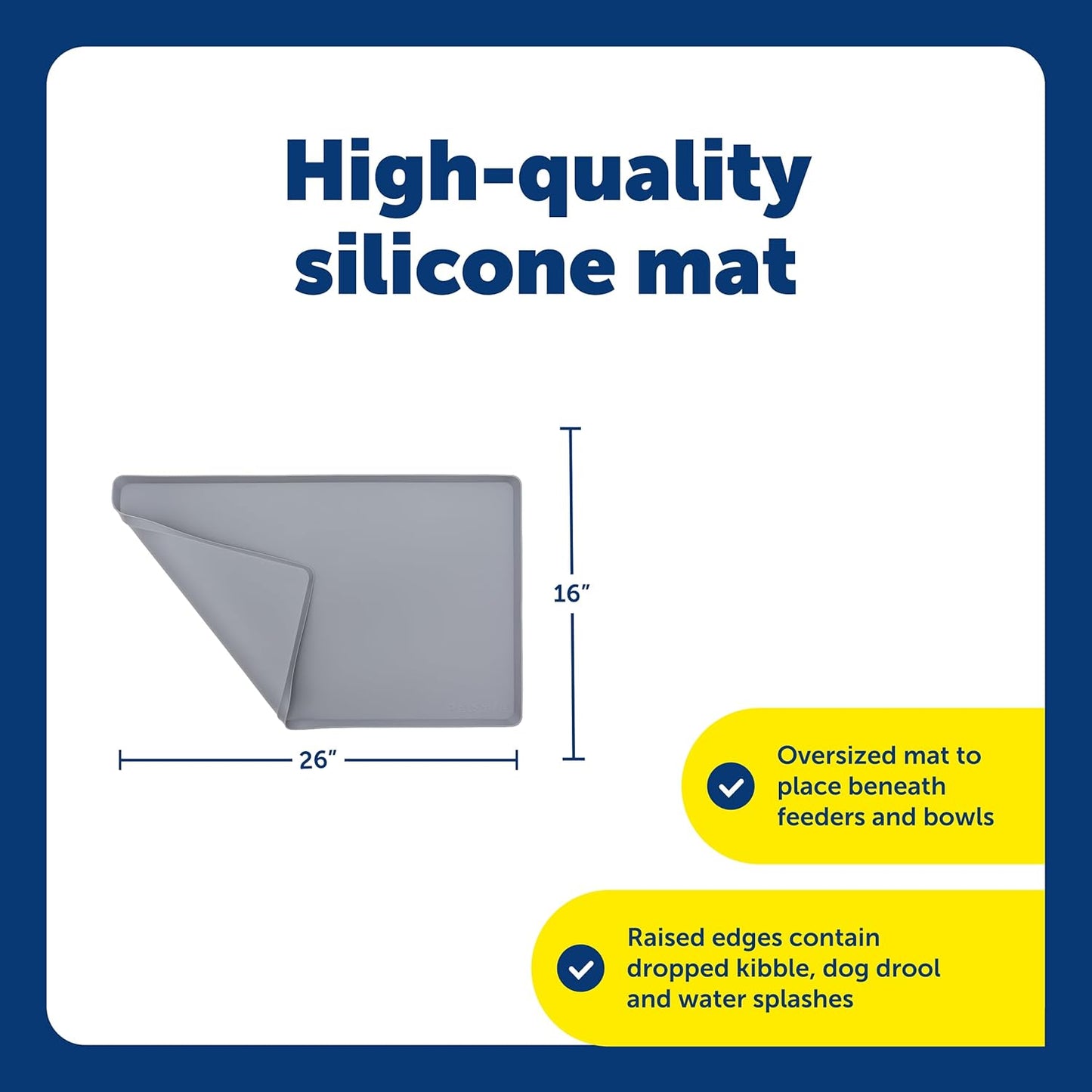 PetSafe Fountain & Feeder Mat - Keeps Floors Clean & Dry - Waterproof Pet Feeder Mat - Non-Slip Design - Raised Lip Placemat - Food-Grade Silicone - Dishwasher Safe