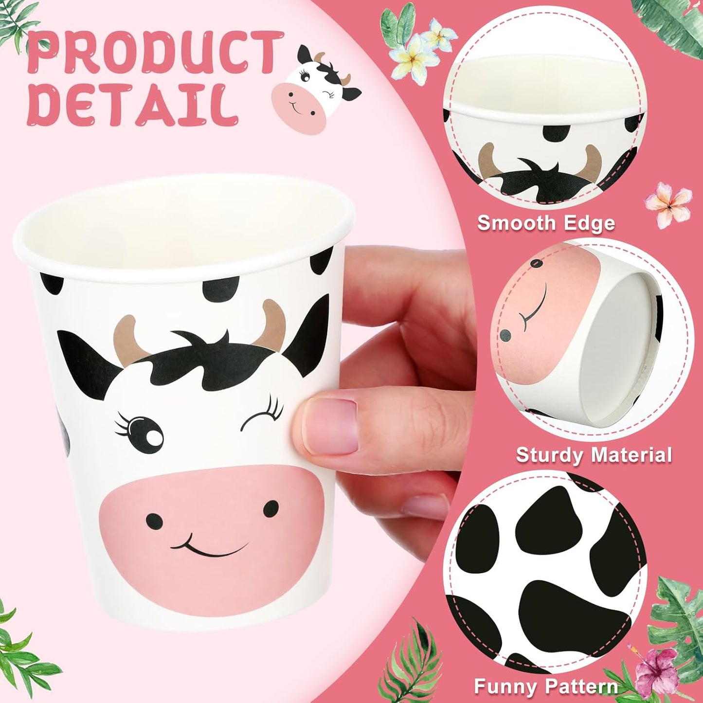 Maxcheck 120 Count Farm Animal Birthday Decoration Cups 9 oz Disposable Paper Cups Cute Drink Pig Sheep Chicken Duck Horse Cow Farm Theme Birthday Party Supplies