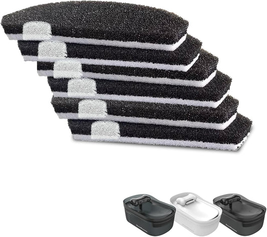 6 Pack Replacement Filters for 2.3gal/300oz Dog Water Fountains Multi-layer Filtration Including a Sponge Layer Ion Exchange Resin Layer and Activated Carbon Layer