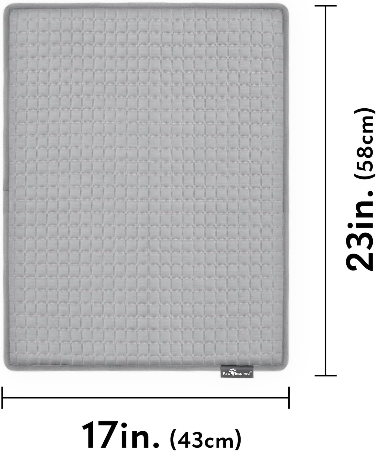 Paw Inspired Cooling Orthopedic Crate Pad for Dogs and Cats, Washable Memory Foam Dog Cooling Mat (23x17 Inch XS/Small Size for 24 Inch Kennel, Gray)