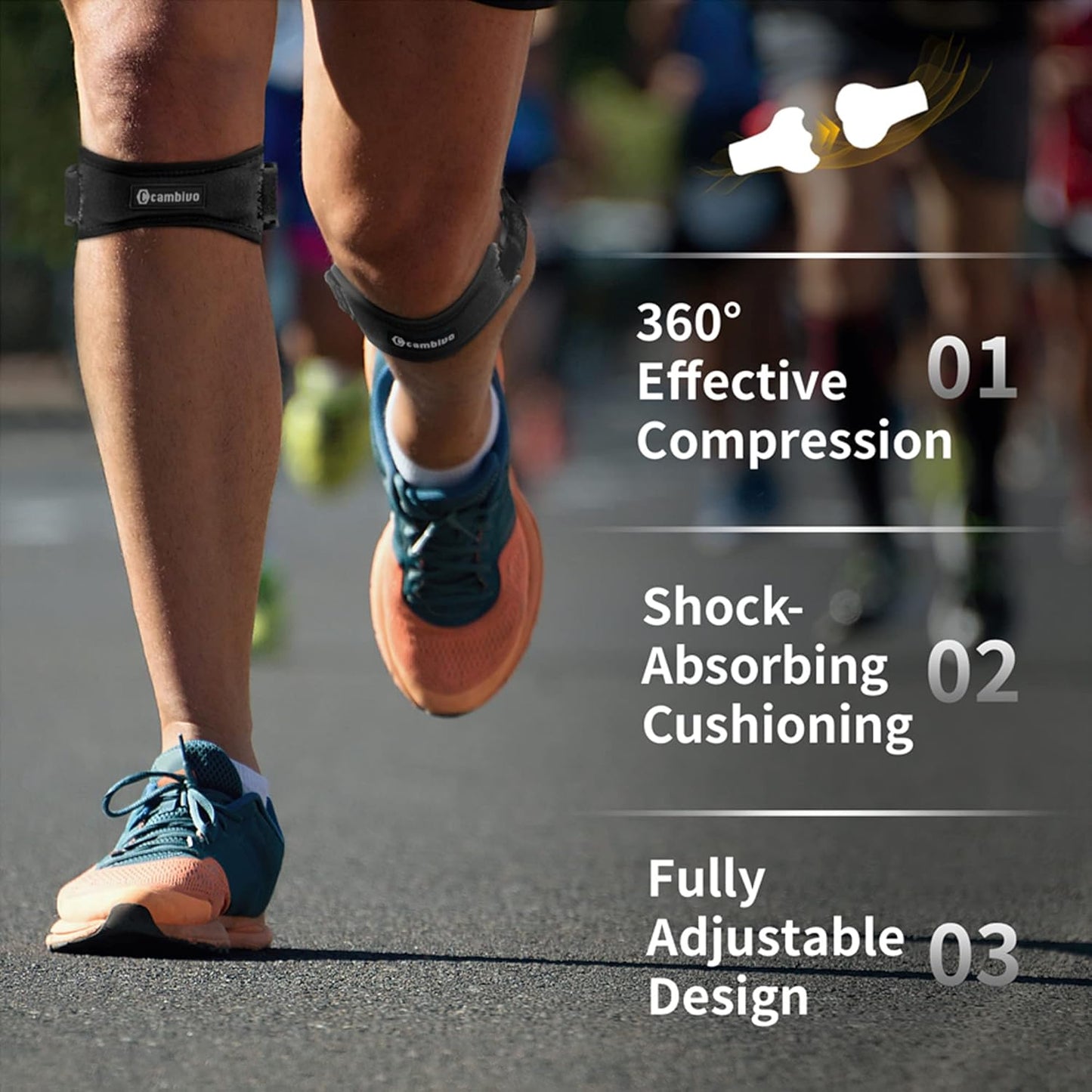 CAMBIVO Patella Tendon Knee Straps 2 Pack for Knee Pain Relief, Knee Brace for Women &Men with Extra Straps, Knee Support for Running, Hiking, Soccer, Basketball, Jumpers Knee, Tennis