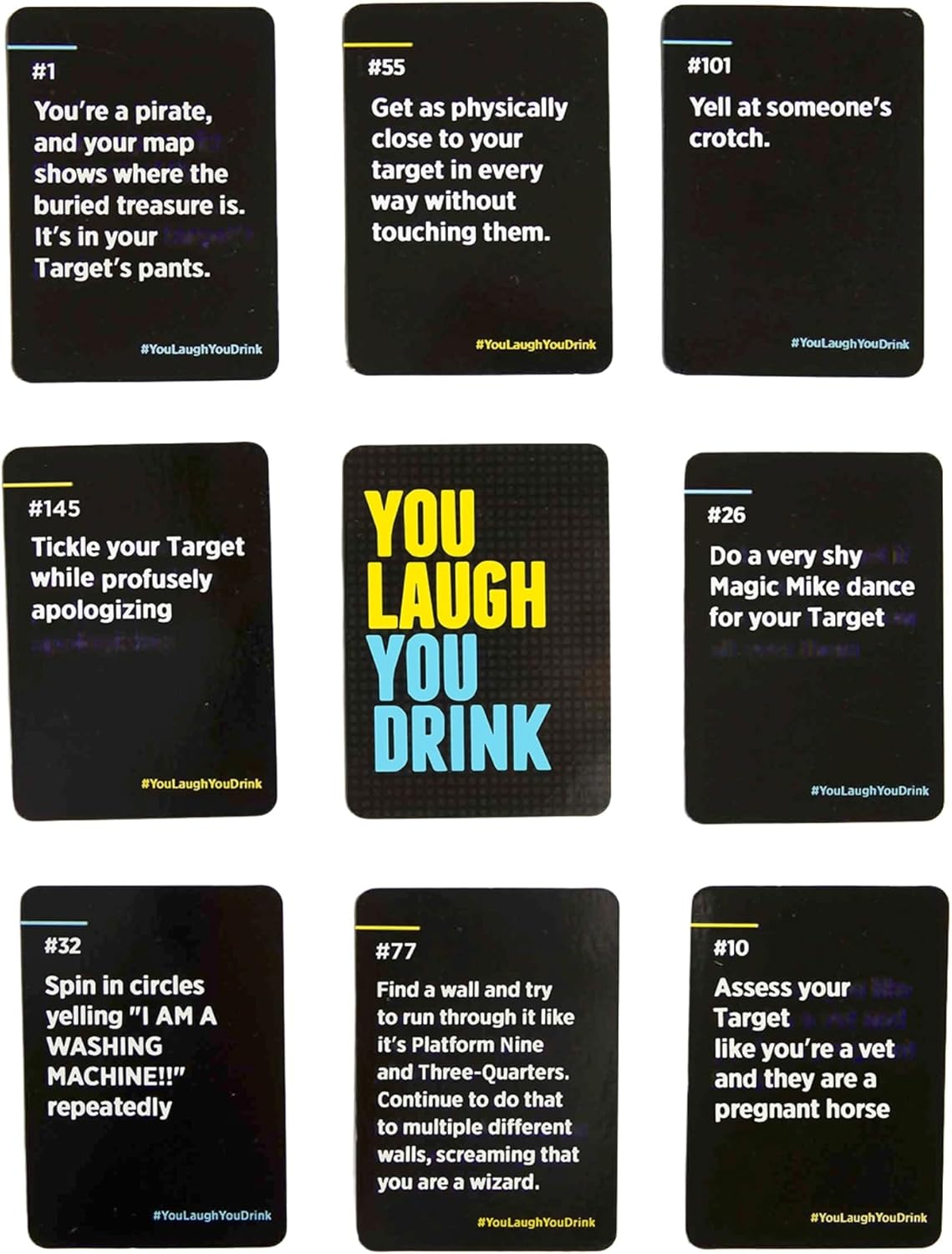 DSS Games You Laugh You Drink for People Who Can’t Keep A Straight Face [Try Not to Laugh Cards | Party Game for Adults | 150 Fun Prompt Cards for Game Nights, Pregames | Gift for Him]