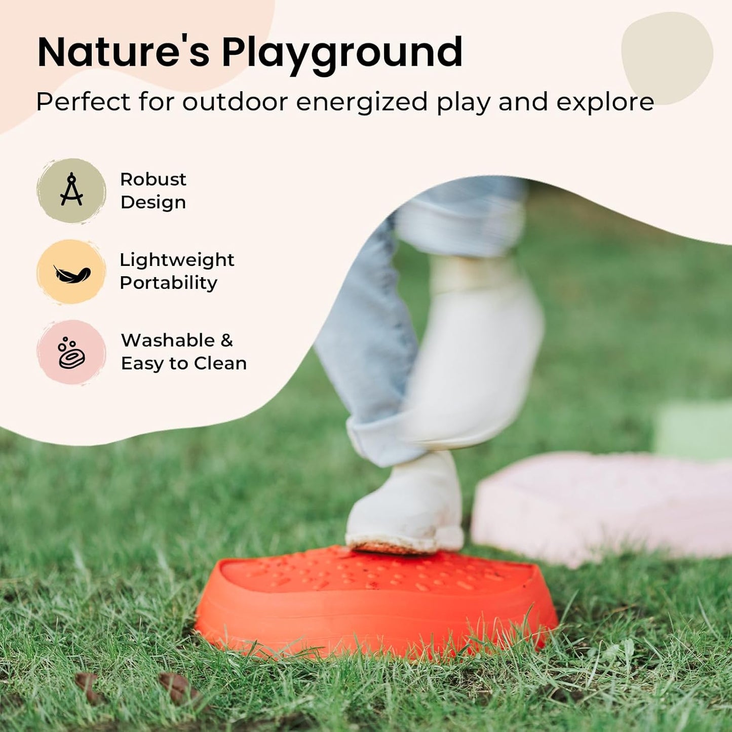 Tiny Land Stepping Stones for Kids, 5pcs Non-Slip Toddler Stepping Stones, Sensory Stepping Stones for Promoting Toddler's Balance & Coordination Skills, Stepping Stones for Toddlers 3-5