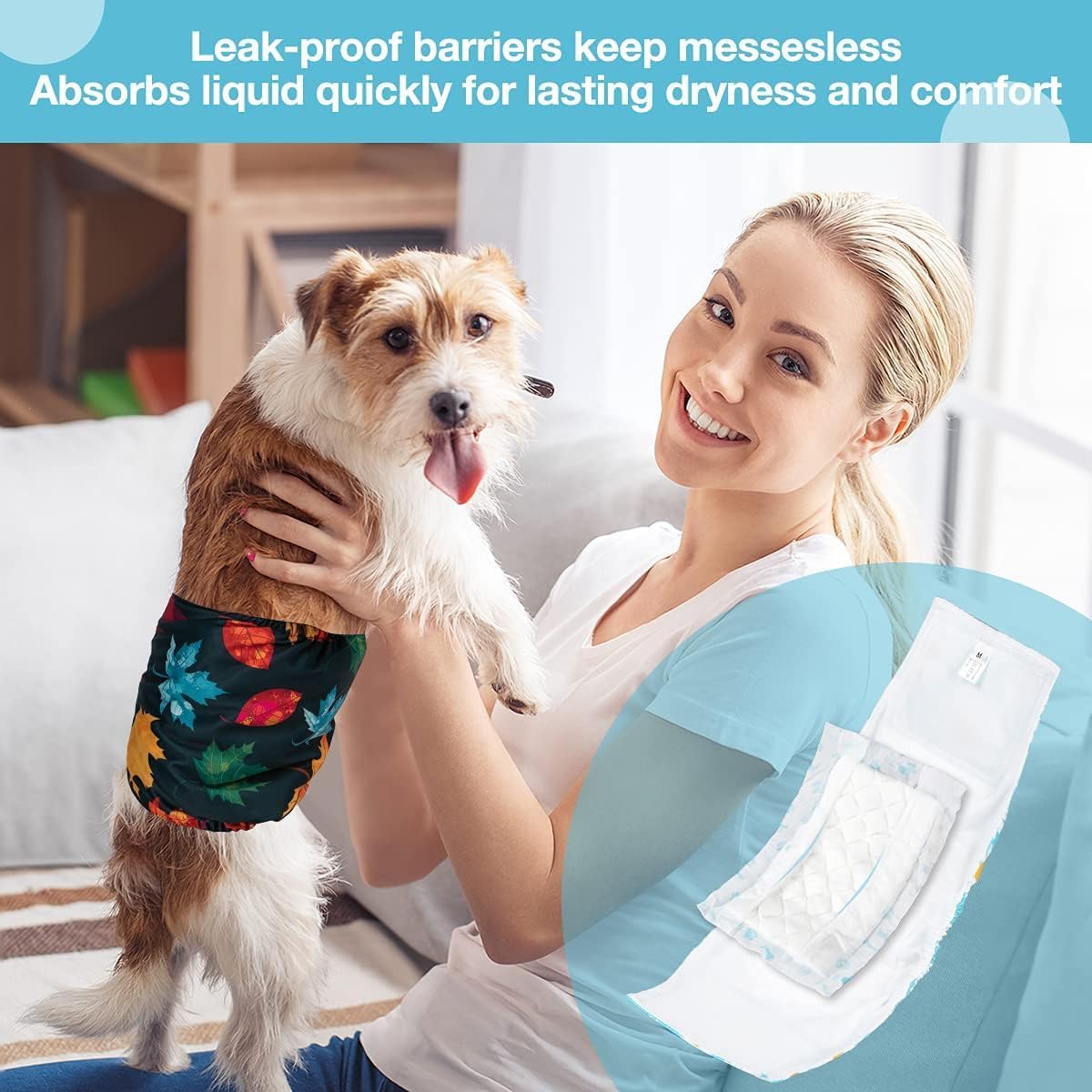Disposable Dog Diaper Booster Pads S - 100 Count, Dog Diaper Liners for Male and Female Dogs, Inserts fit Most Puppy Diapers - Pet Belly Bands and Male Dogs Wraps