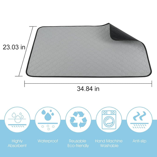 4 Pack 23"x 35" Waterproof Non Slip Wee Wee pad，Reusable Washable Pee Pads for Dogs，Absorbent and Leakproof Training Mats for Potty, Bed, Sofa, Potty Training, Grey