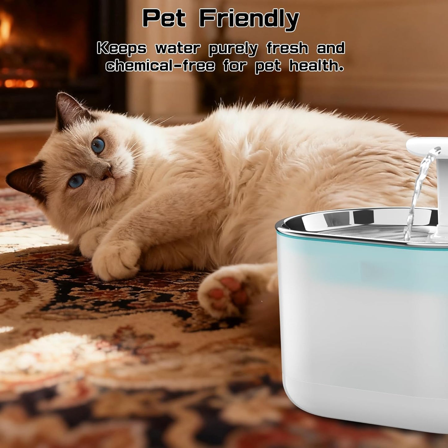 Cat Water Fountain Filters, PLWF002 Replacment Filter Compatible with Pet Water Fountain, 8 Pack with 8 Filter Sponges