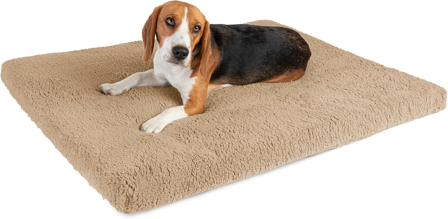 Sherry Kline Reversible Sherpa to Sherpa Crate Mat for Pets - Durable Zippered Design, Removable Washable Cover - 20" x 30" x 2.5", Small, Taupe