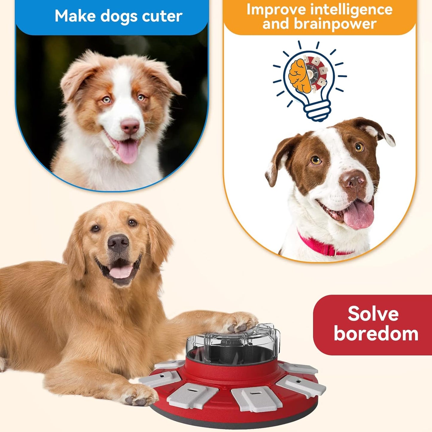 Dog Treat Puzzle Slow Feeder Toys, Dog Food Treat Dispenser/Slow Feeder/Interactive Enrichment Toys for Large/Medium/Small Dogs, Puppy Boredom Buster and Mentally Stimulating, Level 2 in 1