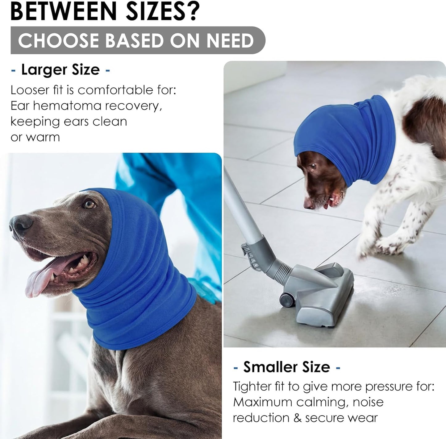 KOESON Adjustable Ear Wrap for Large Dogs, Soft No Shake Dog Ear Wraps Hematoma, Breathable Dog Ear Cover for Noise Protecion, Neck Wounds, Pet Calming Hoodie for Thunder, Firework, Separation