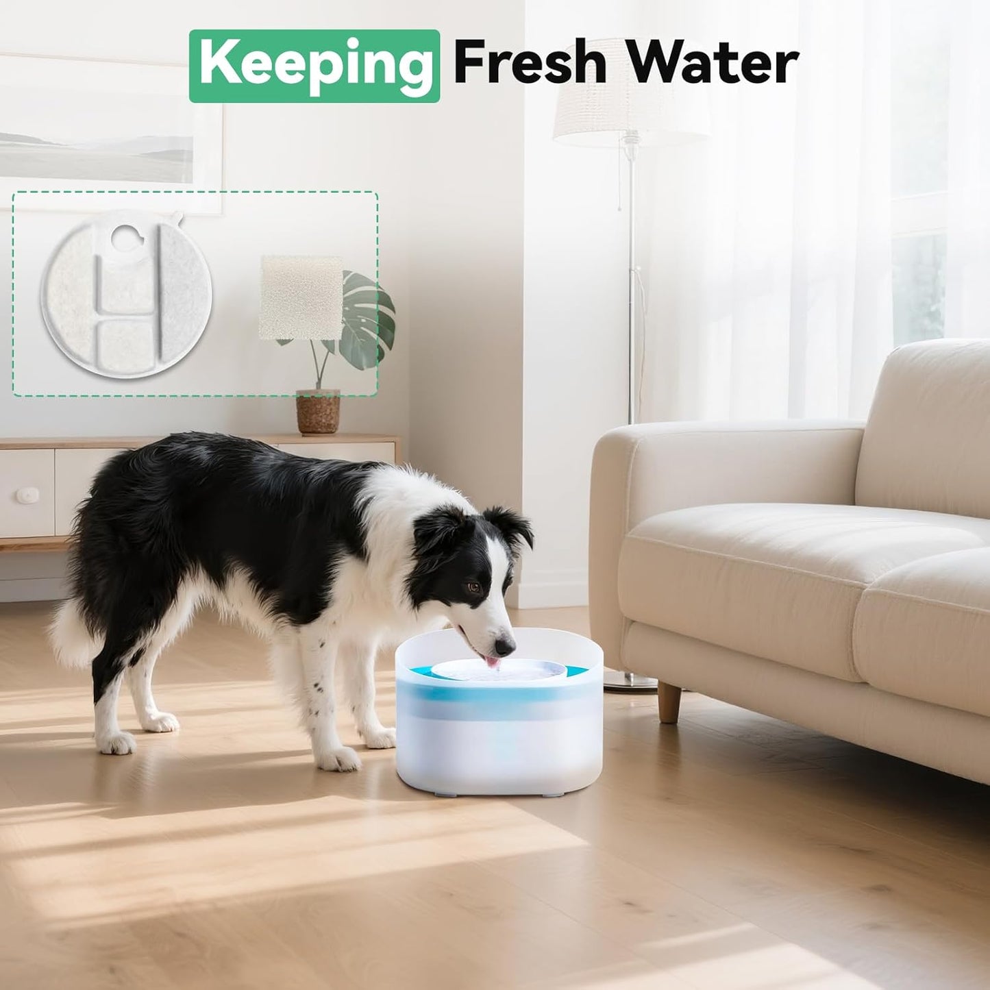 40 Packs for Petlibro Dog Fountain Filters Replacement, Compatible with PETLIBRO 2.1Gal/8L Capsule Dog Fountain Water Dispensers PLWF008 (20 Replacement Water Filter + 20 Pre-Filter Sponges)