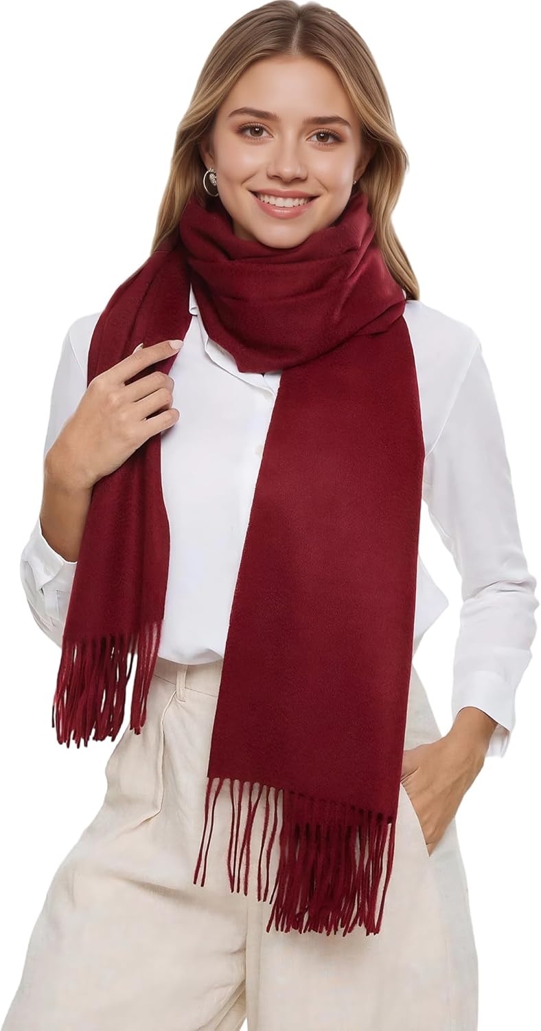 Plaid or Solid Winter Scarf Unisex, Soft Tartan Thermal Wrap, Christmas Gift, 74"x29"