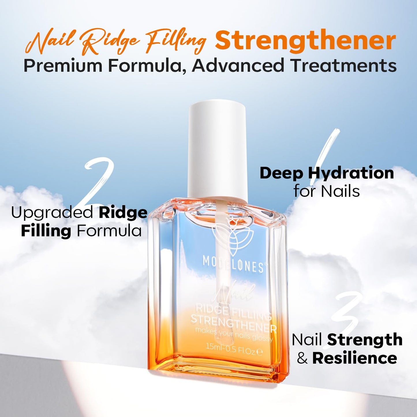 modelones Nail Strengthener Clear Nail Polish strengthener and growth Nail Repair for Damaged Nails Hardener Extra Strong and Growth Natural Nail Care Gifts for Women Concealer Polsih 15ml