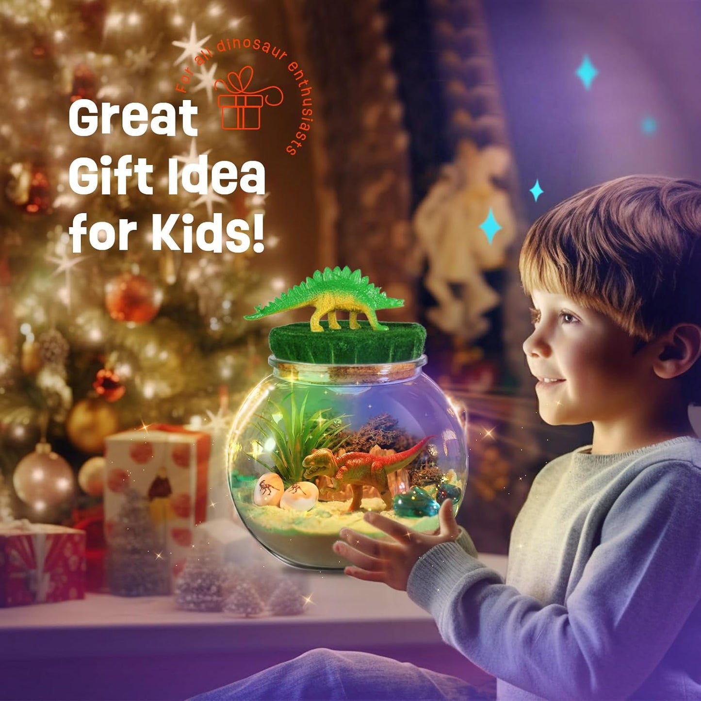 Dinosaur Toys for Kids - Dinosaurs Terrarium Kit for Kids - Birthday Easter Gifts for Boys Ages 4 5 6 7 8-12 Year Old - DIY Dino Toys for Boys - Arts and Crafts Kit for Kids