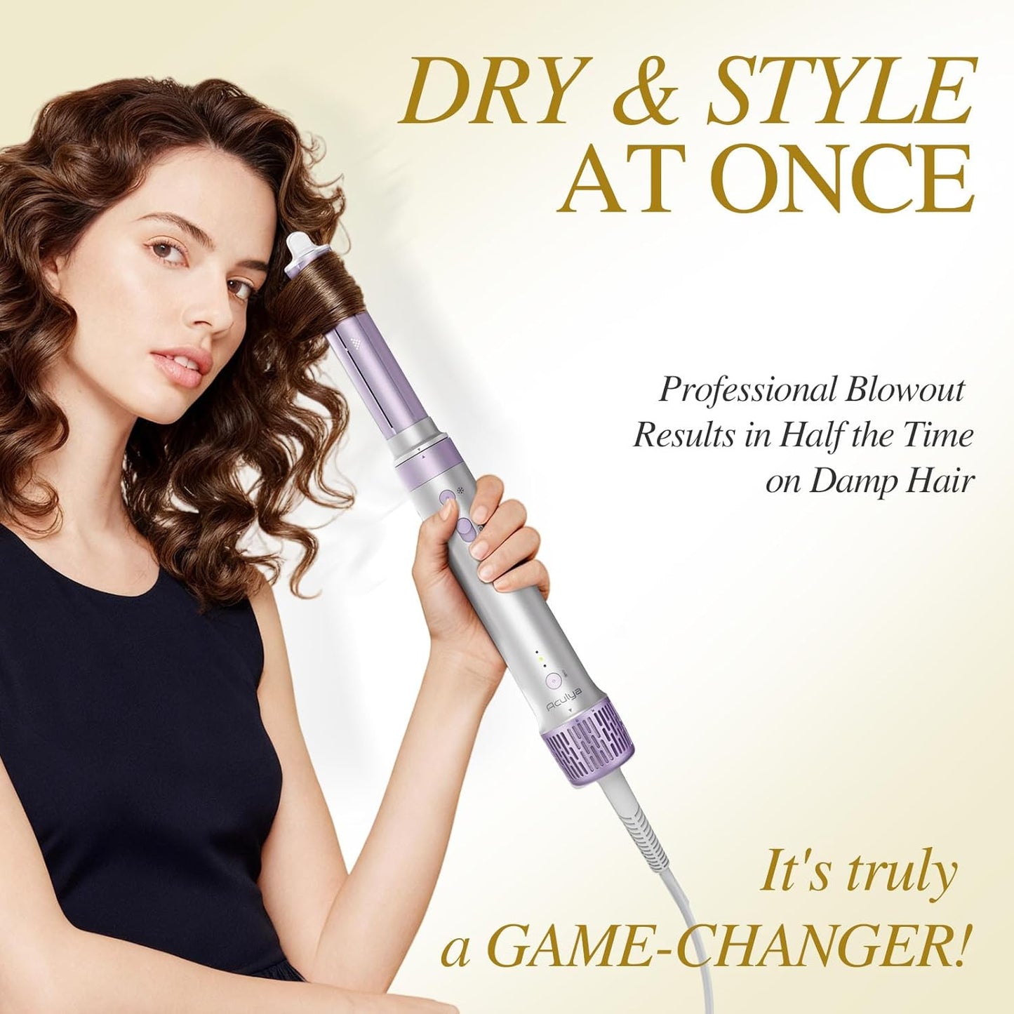 5 in 1 Hot Air Styler- 110,000 RPM Ionic Straighter, High Speed Hair Dryer, Volumizer & Auto-Wrap Curlers, Frizz-Free Styling Tool, Hair Styler Gift Set with Travel Bag