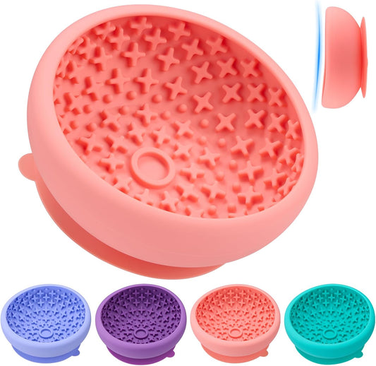 Dog Lick Bowl Slow Feeder with Slanted Anti-Spill Design, Extra-Thick Bite-Resistant Rim, Strong Suction Base, Freezer Safe for Frozen Treats — A Cleaner Alternative to Lick Mats for Dogs (Coral)