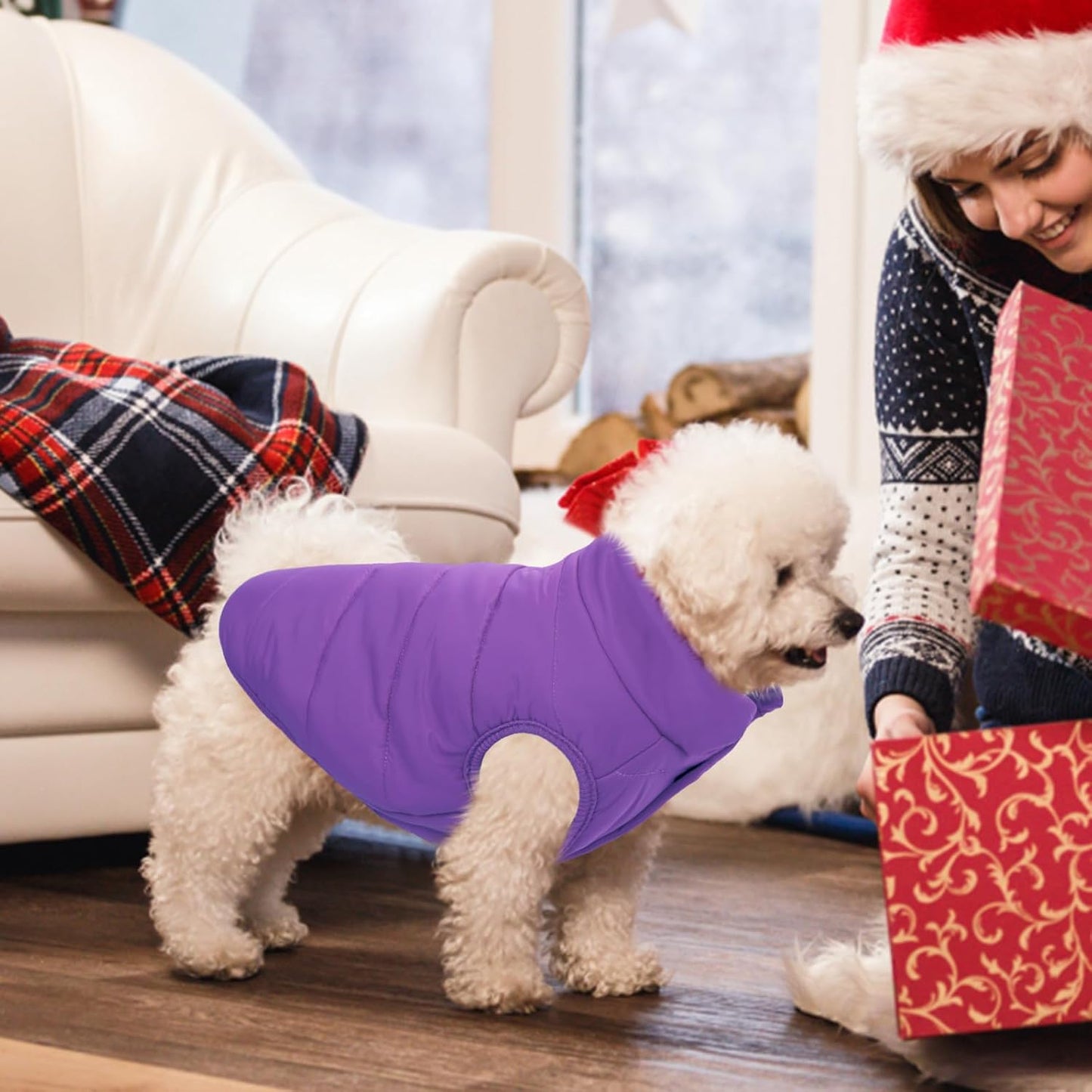 ASENKU Dog Winter Coat - Waterproof Windproof Dog Jacket, Warm Snowproof Doggie Puffer Vest for Cold Weather, Lightweight Snow Coats for Small Medium Large Dogs (Purple, XL)