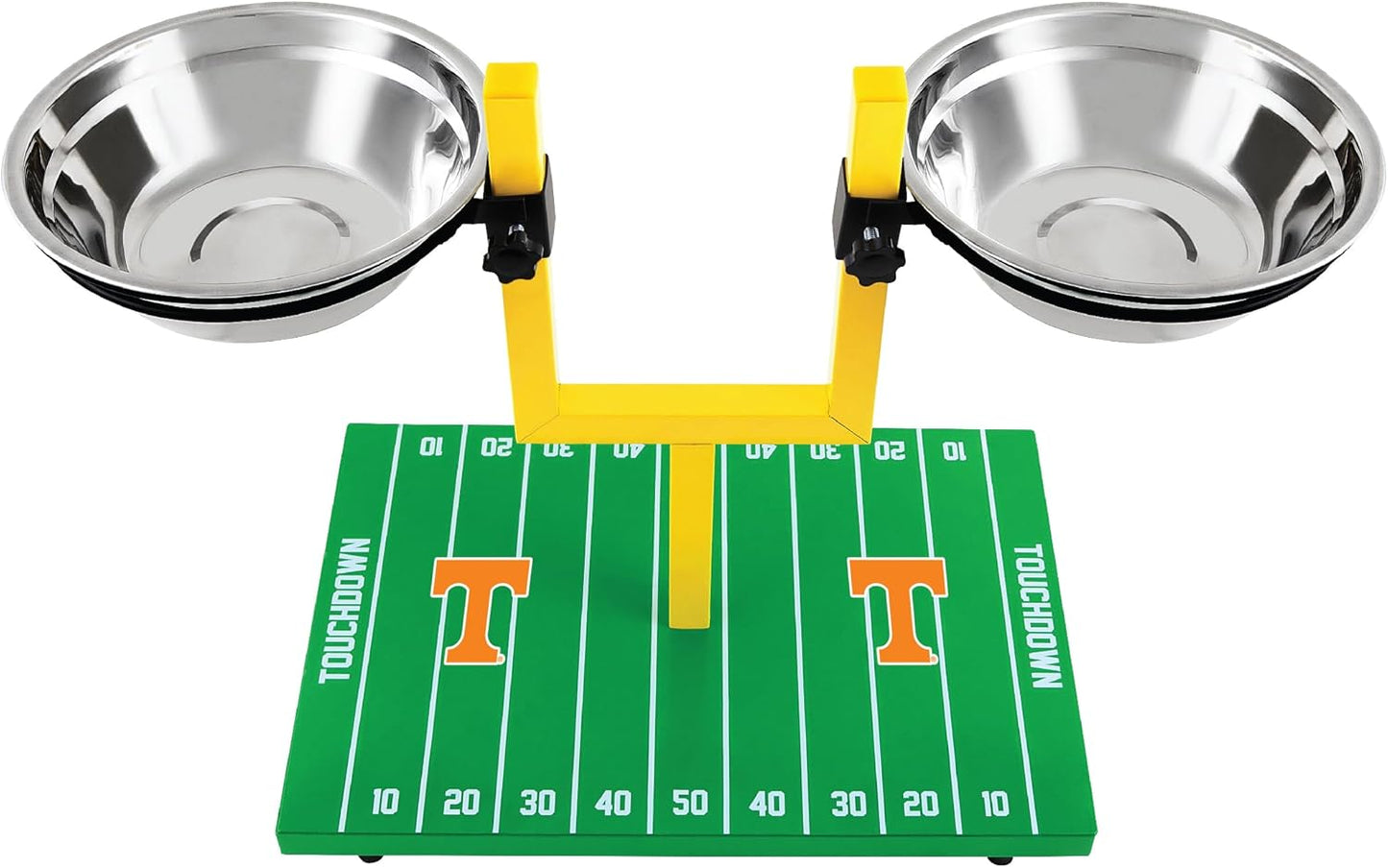 NCAA Tennessee Volunteers Goalpost Dog Feeder – Adjustable Elevated Dog Bowls with Stand, 2 Stainless Steel Bowls, Non-Slip Rubber Feet, Raised Pet Feeder for Large & Small Dogs