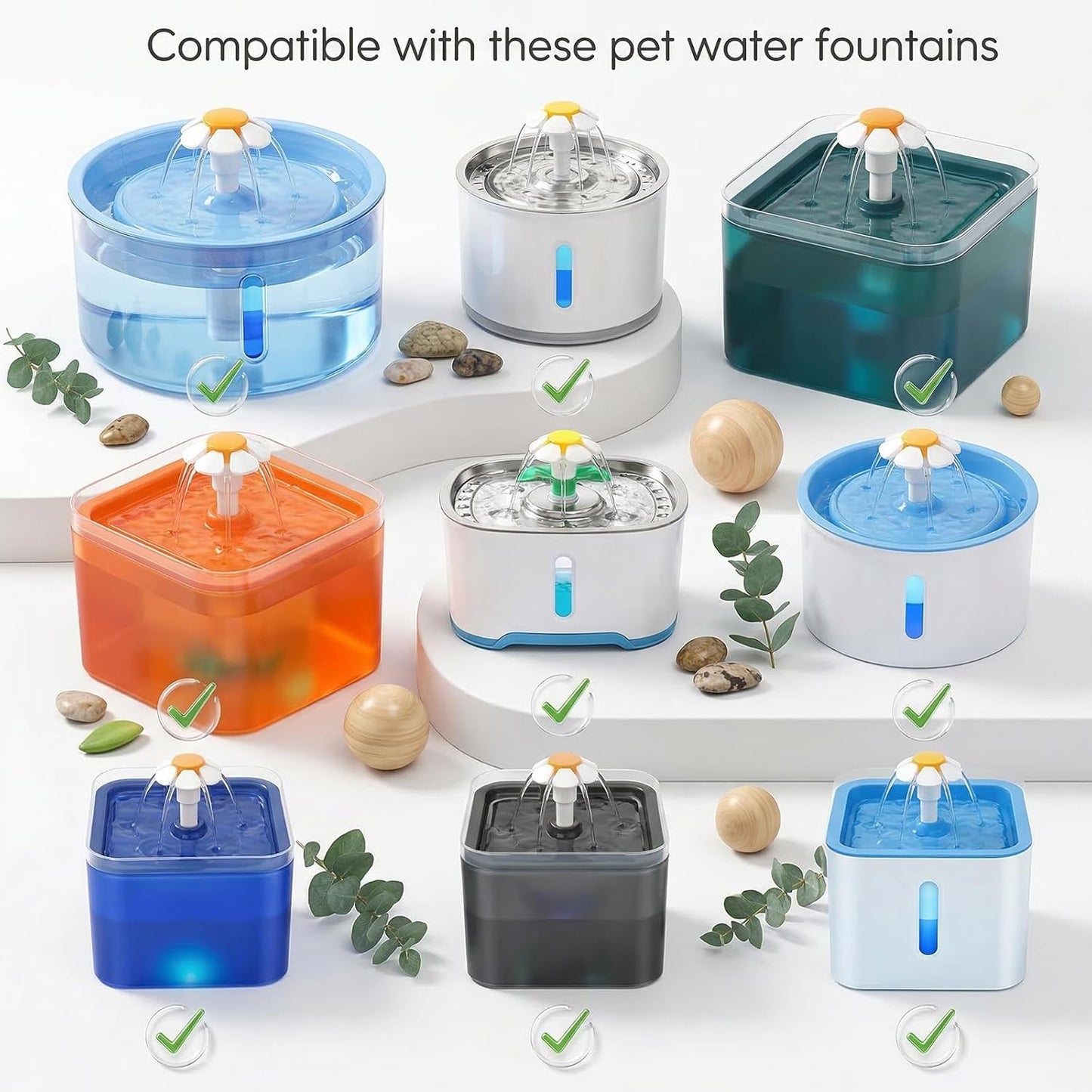 24 Pcs Black Pet Fountain Filter Sponges, U Shape Replacement Foam Pre-Filters Sponge for Cat Dog Water Dispenser Universal Pump Protector