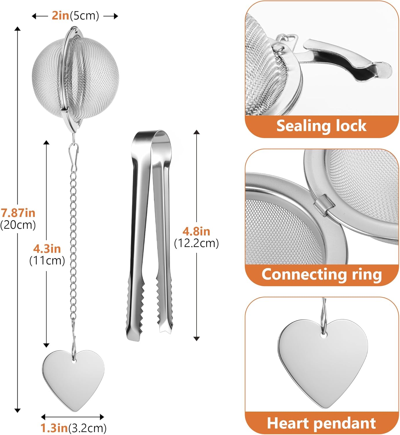 Tea Infuser for Loose Leaf Tea 2 Pack – 2" 304 Stainless Steel Tea Strainer Ball with Bonus Tea Scoop Clip – Extra Fine Mesh, Rustproof, Easy to Clean – DIKSEFN