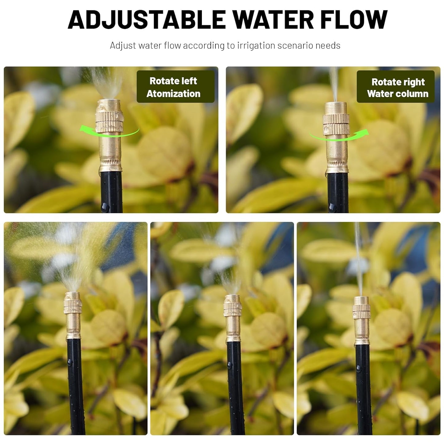 360° Adjustable Drip Irrigation System - 50FT Garden Watering System with 16 Nozzles, Garden Irrigation System, Greenhouse Accessories, Atomizing System for Yard, Lawn, Plants, 5/16 inch Tubing