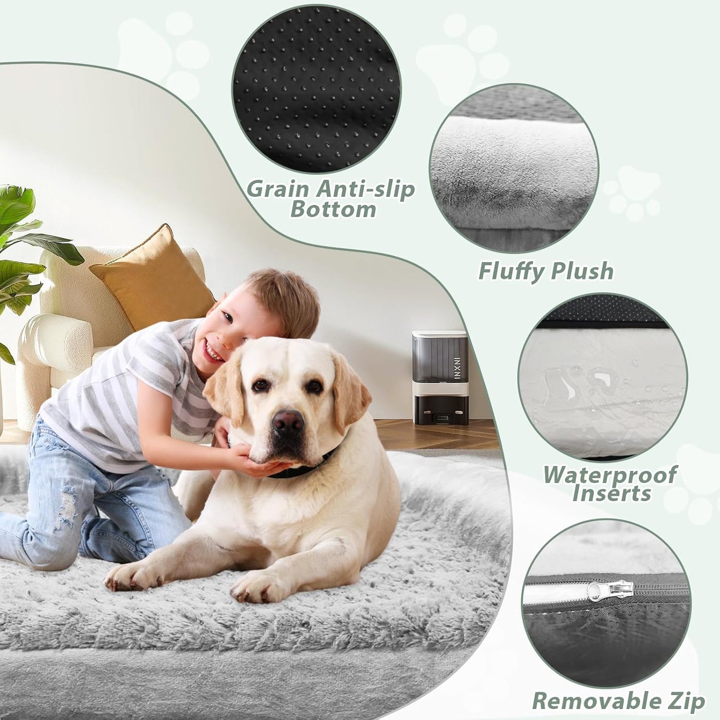 Orthopedic Dog Bed, Extra Large with Memory Foam, Waterproof & Washable Cover (36 in, Grey)