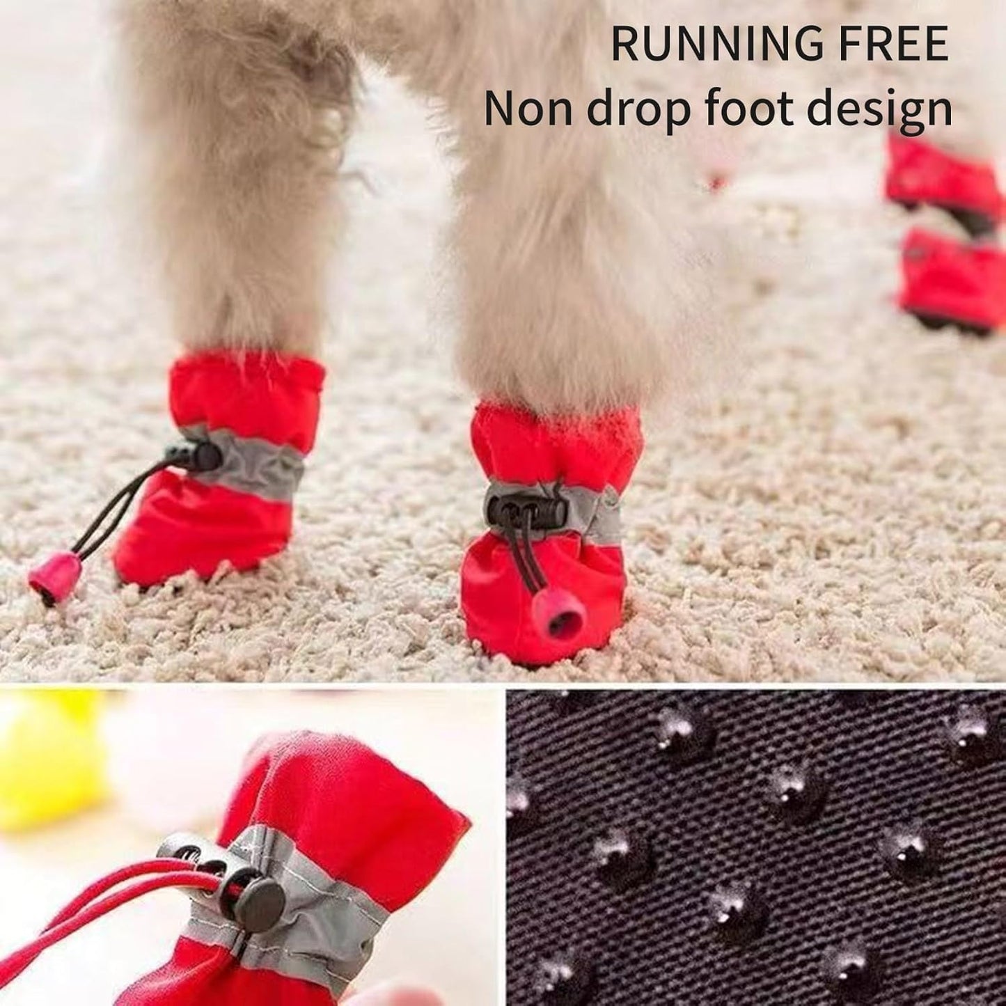 Dog Shoes with Drawstring Closure, All-Season Protective Socks for Small/Large Pets (4Pcs) Dog Socks