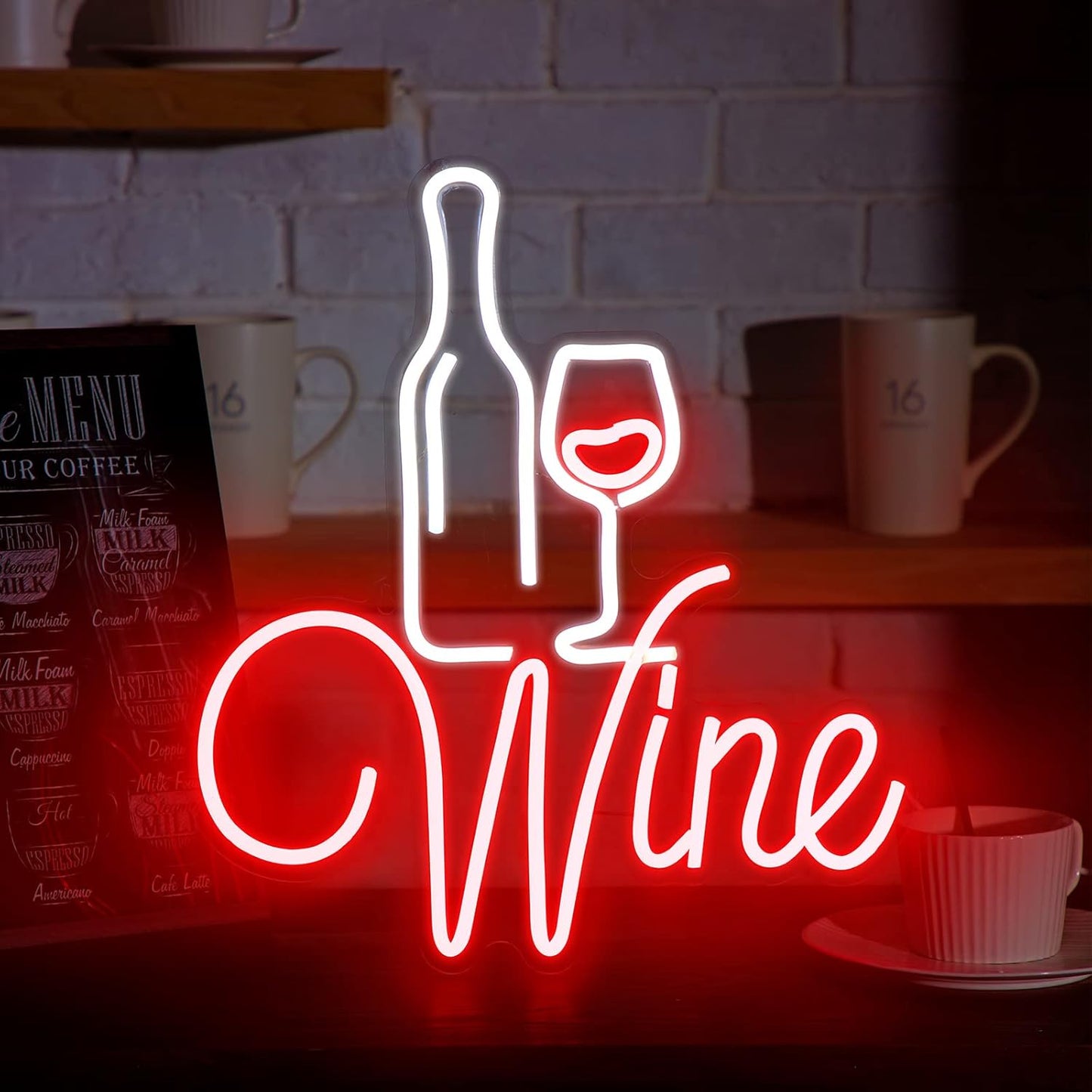 Woanger Red LED Wine Neon Signs for Wall Decor Bar Neon Signs Decor LED with USB Cable Wine Lovers Gifts Party Decoration for Pub Club Drink Shop Kitchen Home Restaurant Wall Art