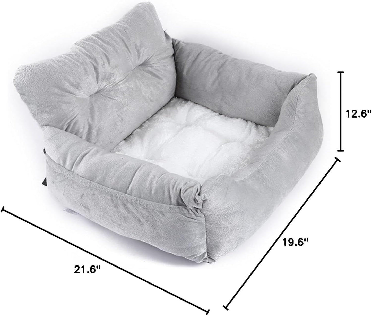 Dog Bed, Removable and Washable car Litter pet cat and Dog car Sofa Litter Suitable for Travelling. (Grey (Non-Removable))