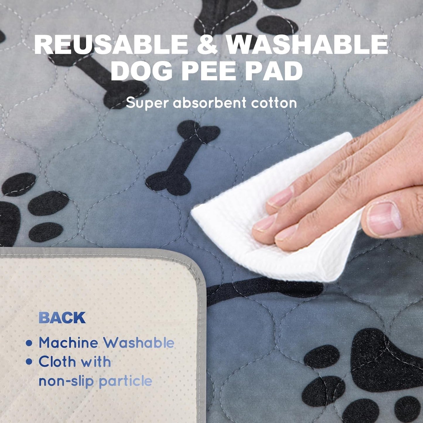 Dog Grass Pad with Tray Large 34’’×23’’, Ultra-Absorbent Artificial Grass Pad for Dogs Potty Grass Hemmed Edge for Indoor Potty Training, Reusable Dogs Pee Pads, Dog Litter Box for Balcony
