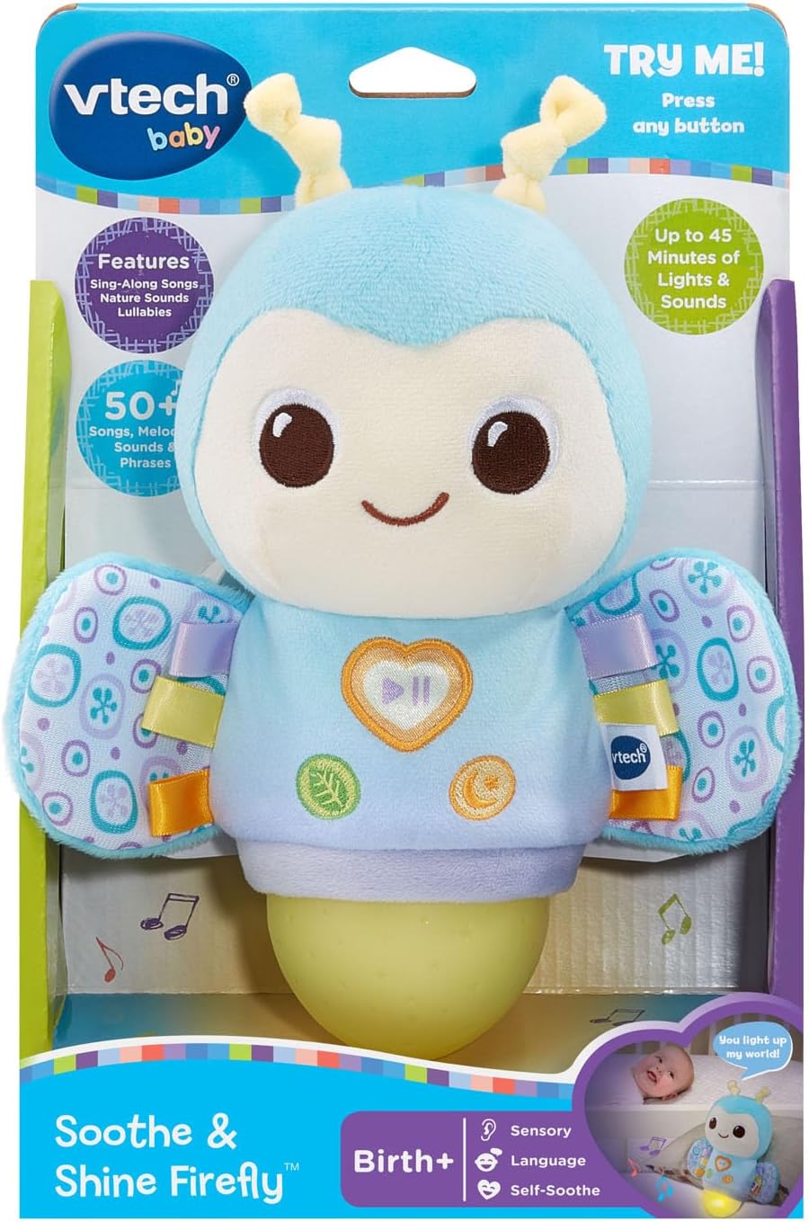 VTech Baby Soothe and Shine Firefly Musical Plush with Color Changing Night-Light and Timer