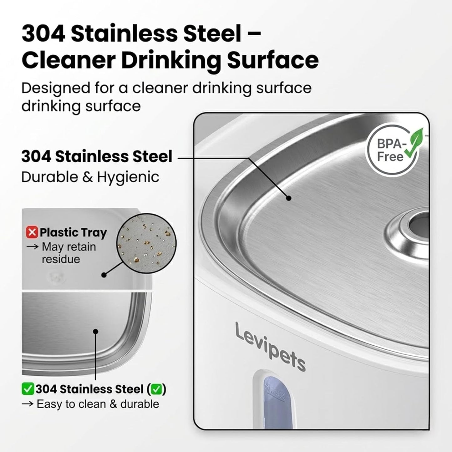Stainless Steel Tray Cat Water Fountain 108oz/3.2L, 4000 mAh Battery Powered Automatic Pet Water Fountain, Ultra Quiet 25dB, Motion Sensor, 4-Stage Filter, Easy Clean for Cats & Small Dogs