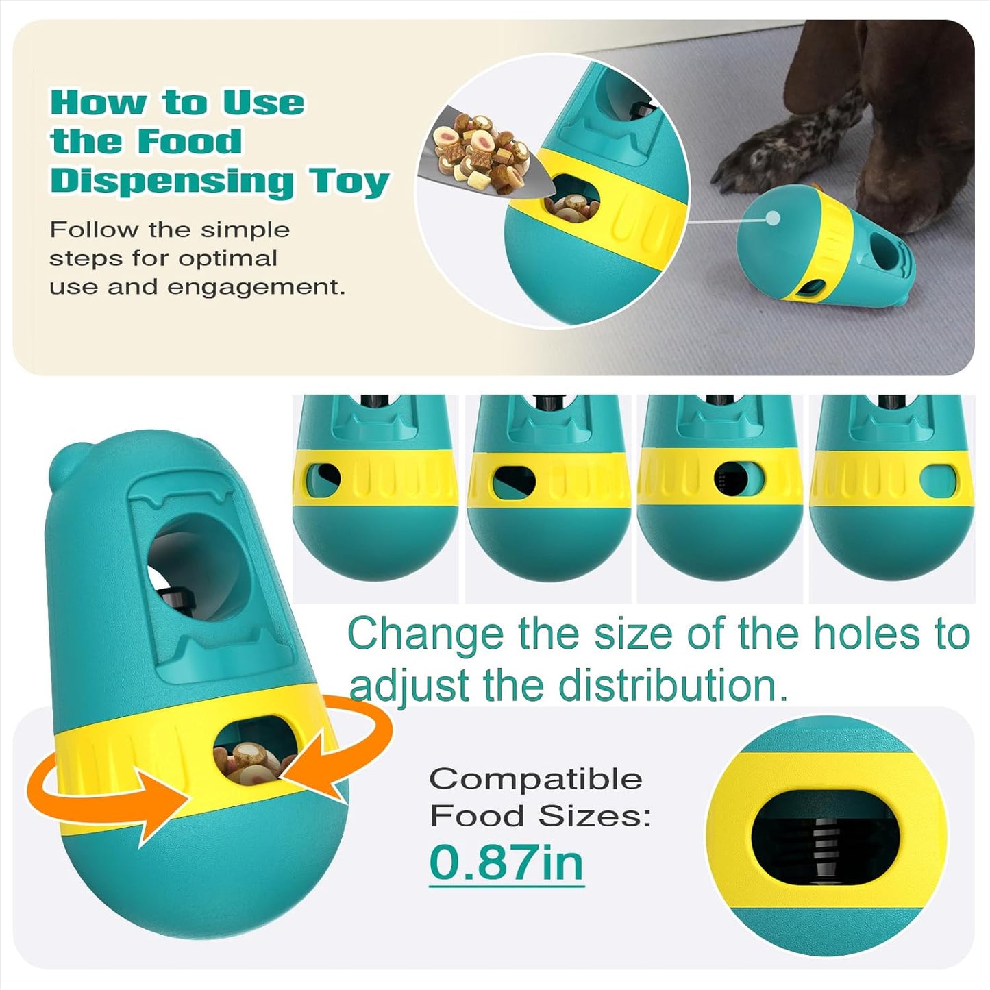 Dog Puzzles Feeder,Puppy Interactive Toys，Indestructible Puppy Toy, Adjustable Food Treat Dispenser, Perfect Alternative to Slow Feeder Dog Bowls,Bully Stick Holder for Dogs (Green)