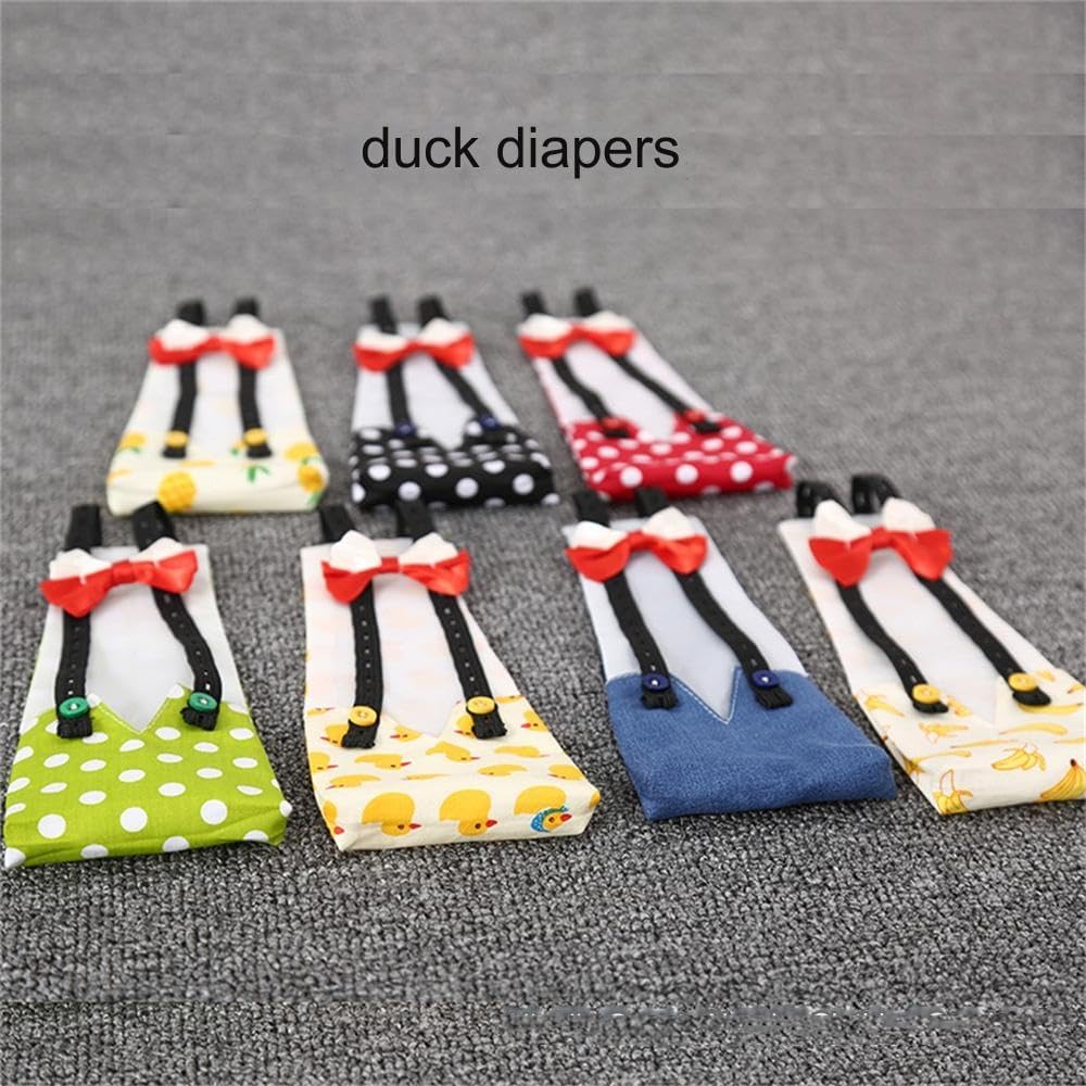 BaronHong Pet Chicken Diapers Print Duck Diapers Washable Goose Clothes Reusable Farm Pet Diapers Waterproof Bow Tie (Avocado,M)