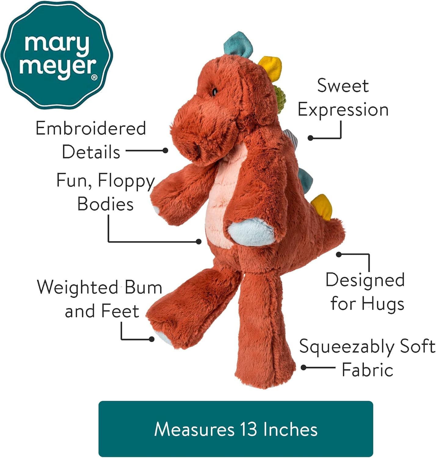 Mary Meyer Stuffed Animal Marshmallow Zoo Plush Soft Toy, 13-Inches, Stegosaurus