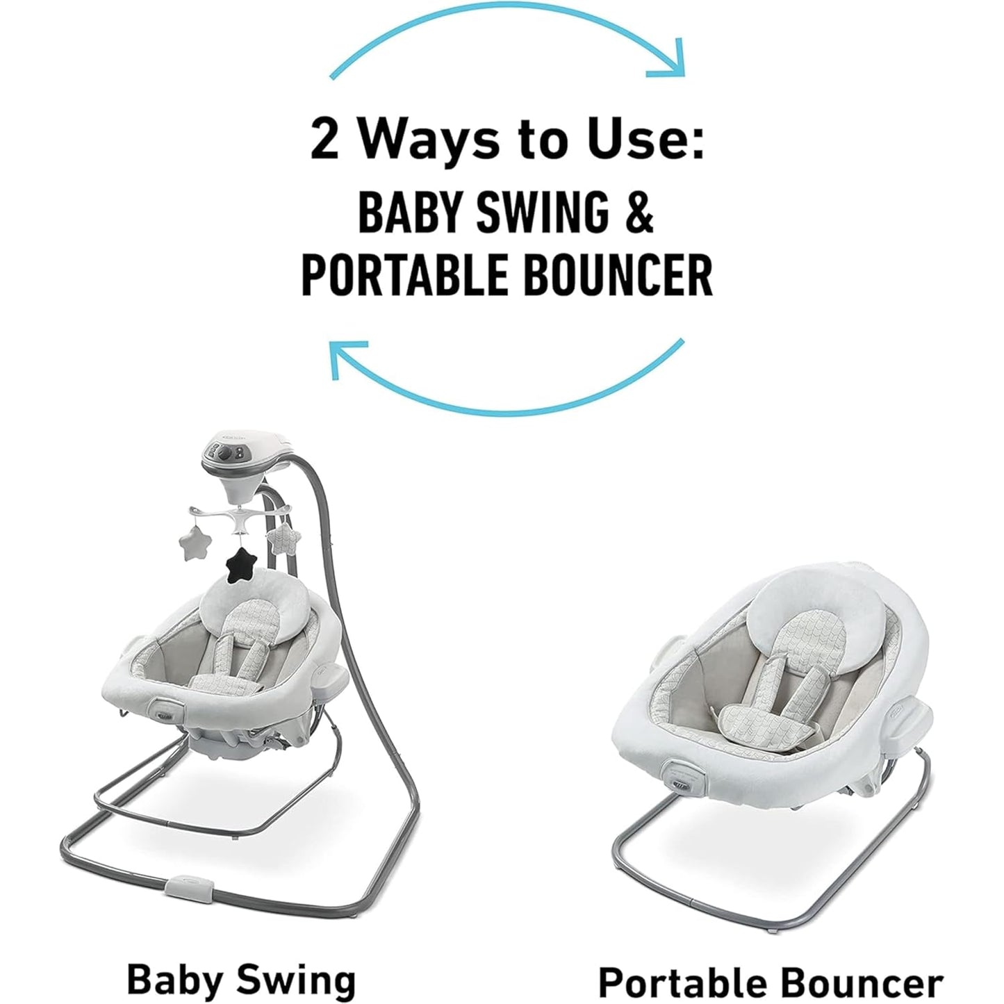 Graco DuetConnect LX Portable Baby Swing and Bouncer, Multi-Direction Baby Bouncer Seat, Multiple Swing Speeds, Redmond