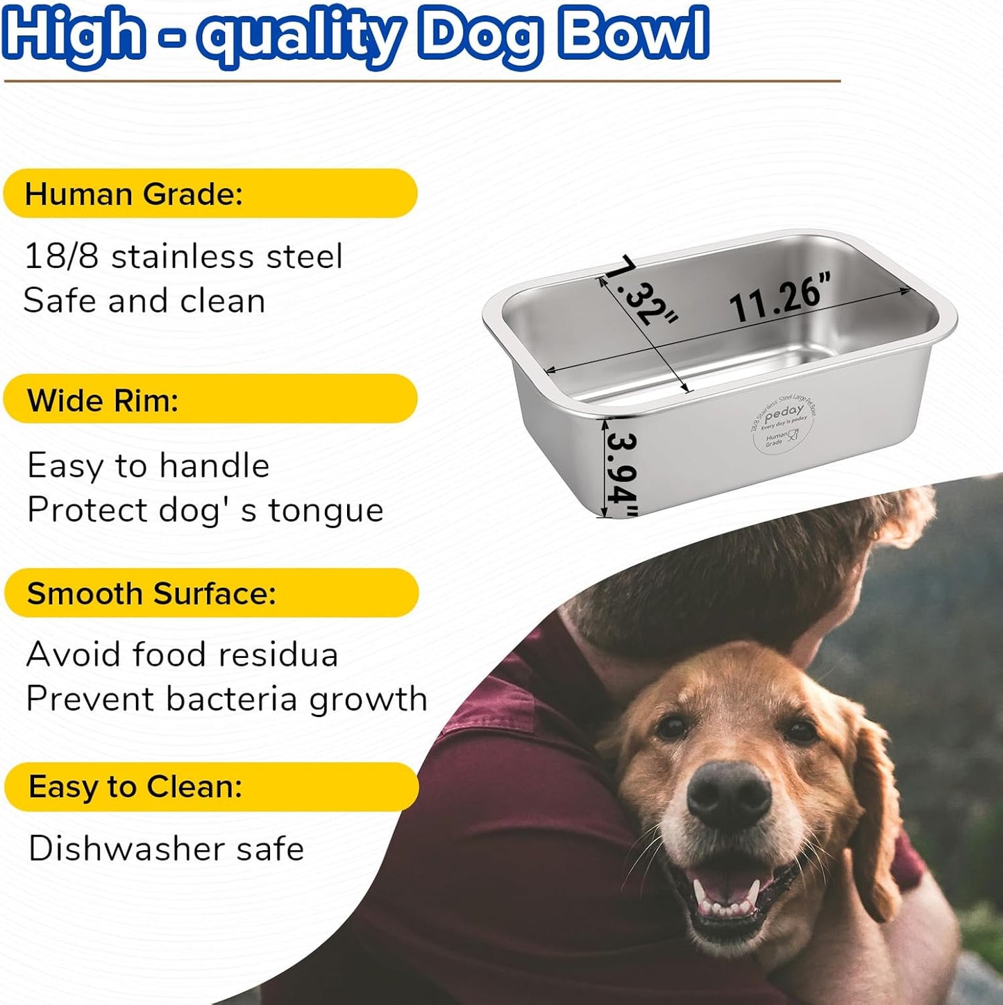 PEDAY Automatic Dog Waterer for Large & X-Large Dogs, Human Grade 18/8 Stainless Steel, Water Bottle Not Included
