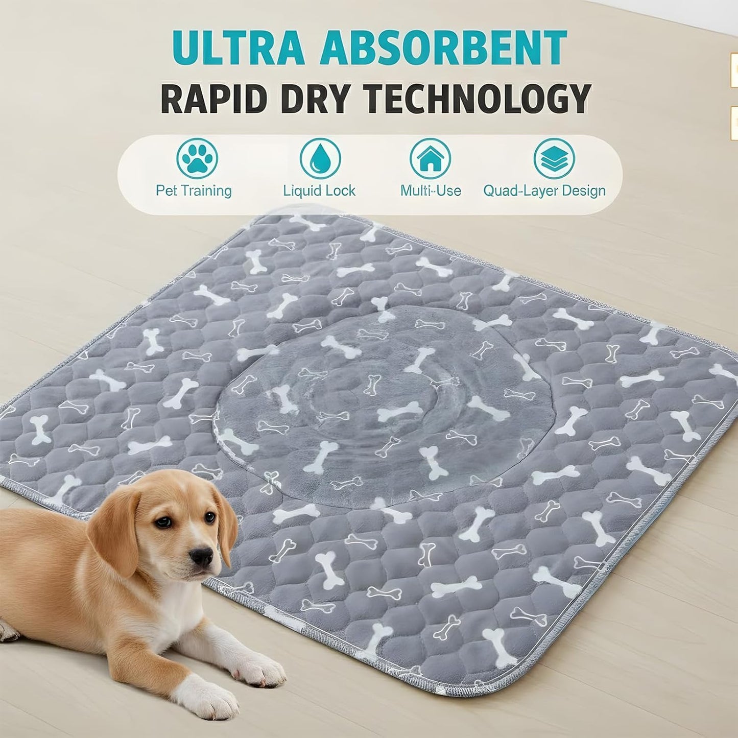 Puppy Pads with Pheromones, Washable Puppy Pee Pads for Dogs & Cats, Reusable Puppy Pads with Leakproof & Odor Control, Non-Slip Training Pads for Home and Travel 16" × 24"(Lint Roller Included)