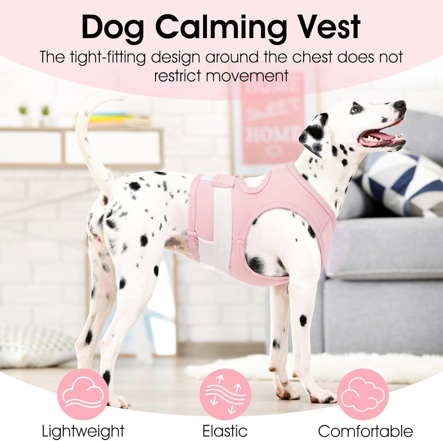 XS Dog Anxiety Vest,Sleeveless Calming Jacket | Adjustable Wrap The Chest for Small Dogs,Soft Lightweight Easy to Wear,Relief Anxious,Fear of New Places,Social Stress (Pink)